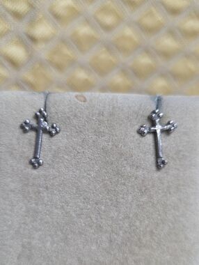 Sterling Silver Cross Stud Earrings - Simple Religious Jewelry